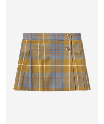 Bonpoint Girls Talissa Wool Tartan Skirt in Blue Livraison rapide