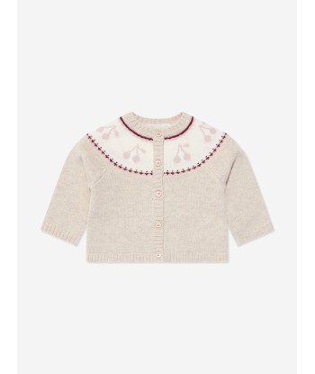 Bonpoint Baby Girls Tatiana Wool Cardigan in Beige destockage