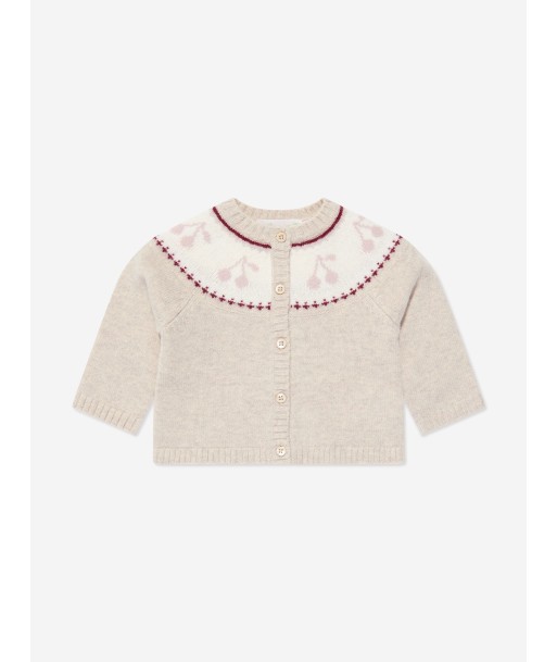 Bonpoint Baby Girls Tatiana Wool Cardigan in Beige destockage