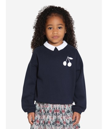 Bonpoint Girls Claudia Cherry Sweatshirt in Navy la livraison gratuite