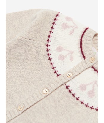 Bonpoint Baby Girls Tatiana Wool Cardigan in Beige destockage