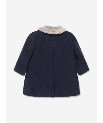 Bonpoint Baby Girls Moka Wool Coat in Navy la colonne vertébrale