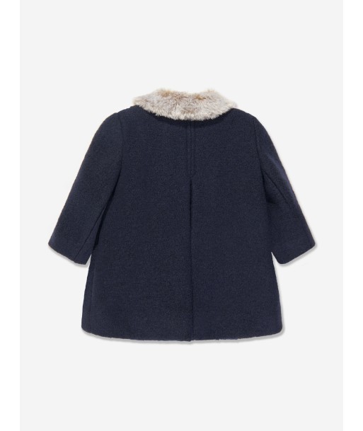 Bonpoint Baby Girls Moka Wool Coat in Navy la colonne vertébrale