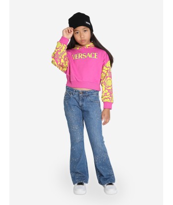 Versace Girls Barocco Logo Hoodie in Pink en linge