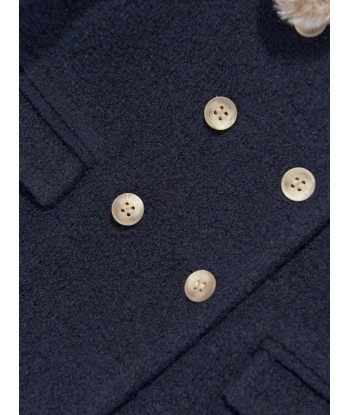 Bonpoint Baby Girls Moka Wool Coat in Navy la colonne vertébrale