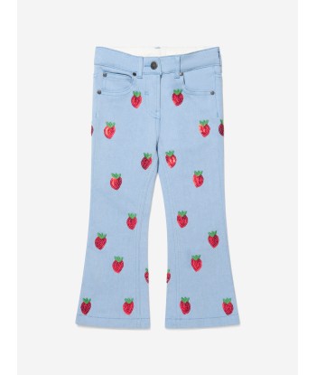 Stella McCartney Girls Cotton Denim Strawberry Jeans pas cher