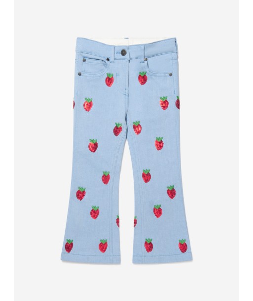 Stella McCartney Girls Cotton Denim Strawberry Jeans pas cher