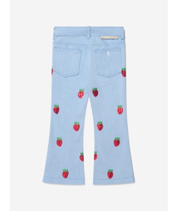 Stella McCartney Girls Cotton Denim Strawberry Jeans pas cher