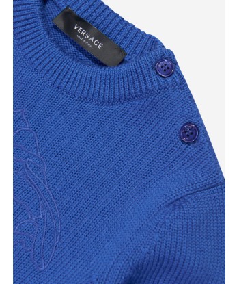 Versace Baby Boys Logo Jumper in Blue Dans la société mordern