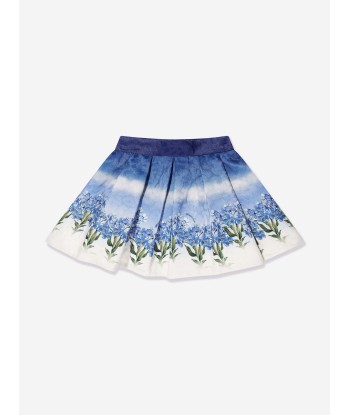 Monnalisa Girls Floral Faded Skirt in Blue le des métaux précieux