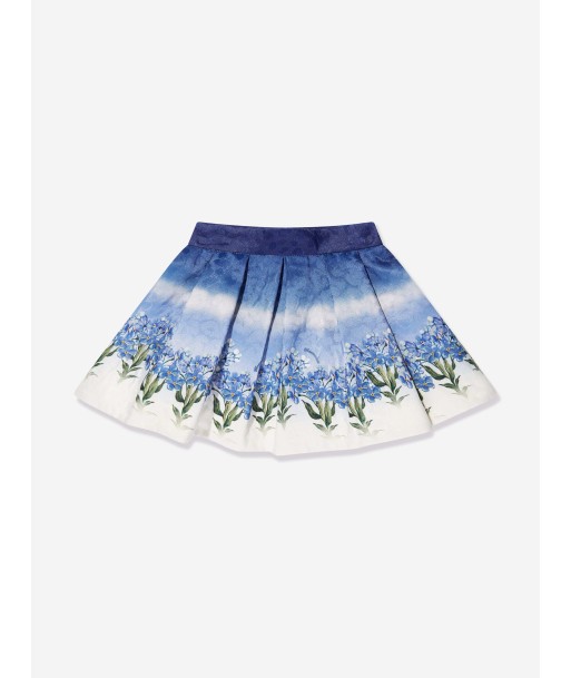 Monnalisa Girls Floral Faded Skirt in Blue le des métaux précieux