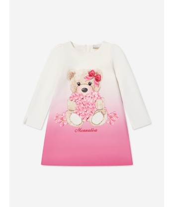 Monnalisa Girls Teddy Bear Dress in Ivory Venez acheter