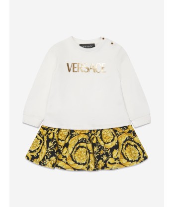 Versace Baby Girls Barocco Dress in White outlet