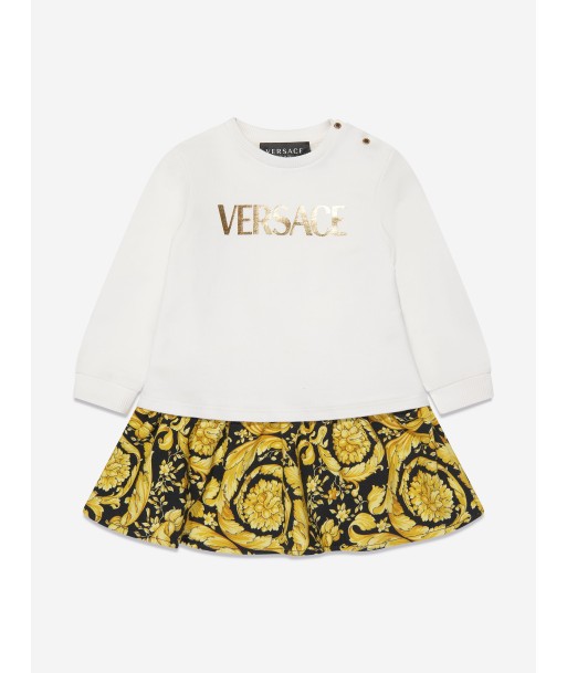 Versace Baby Girls Barocco Dress in White outlet