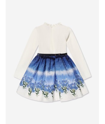 Monnalisa Girls Floral Faded Dress in Blue Les magasins à Paris