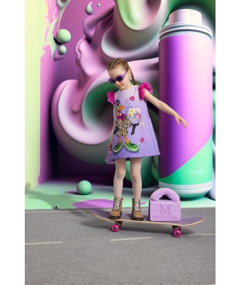 Monnalisa Girls Daffy Duck Crepe Dress in Multicolour solde