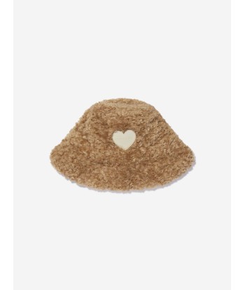 Monnalisa Girls Faux Fur Bucket Hat in Beige le concept de la Pate a emporter 