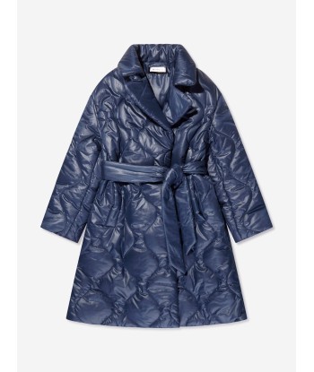 Monnalisa Girls Quilted Coat in Navy Jusqu'à 80% De Réduction