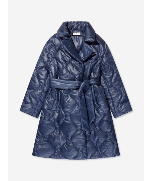 Monnalisa Girls Quilted Coat in Navy Jusqu'à 80% De Réduction