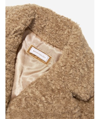 Monnalisa Girls Plush Teddy Coat in Beige rembourrage situé sous