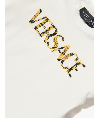 Versace Baby Long Sleeve Logo T-Shirt in White acheter