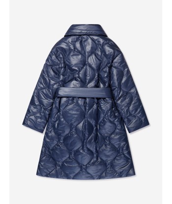 Monnalisa Girls Quilted Coat in Navy Jusqu'à 80% De Réduction