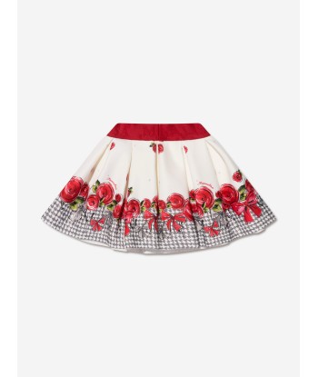 Monnalisa Baby Girls Rose Neoprene Skirt in Ivory brillant des détails fins