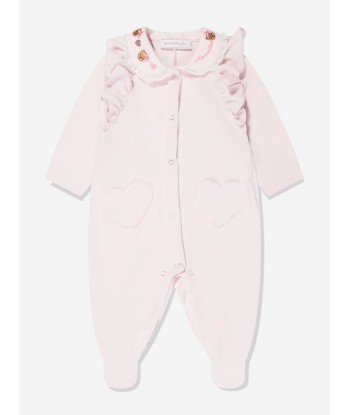 Monnalisa Baby Girls Velour Babygrow in Pink les ctes