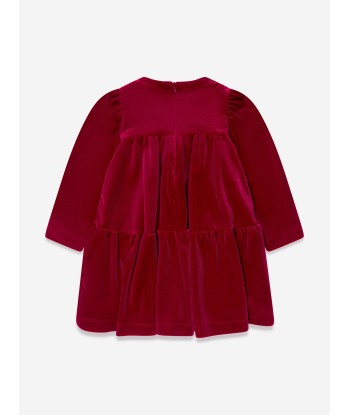 Monnalisa Baby Girls Velour Bow Dress in Red basket pas cher