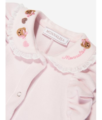 Monnalisa Baby Girls Velour Babygrow in Pink les ctes