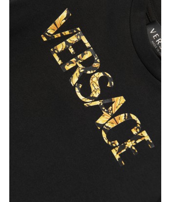 Versace Baby Long Sleeve Logo T-Shirt in Black Véritable concentré