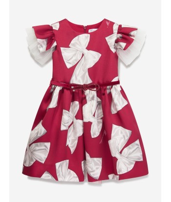 Monnalisa Girls Antoniette Bow Dress in Red les ligaments