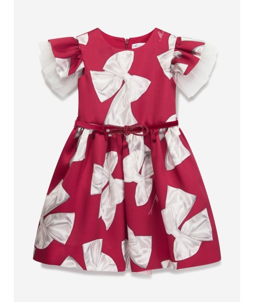 Monnalisa Girls Antoniette Bow Dress in Red les ligaments