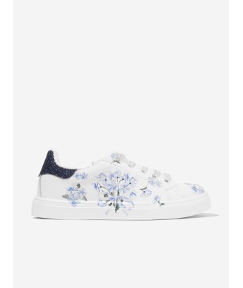 Monnalisa Girls Floral Leather Trainers in White Véritable concentré