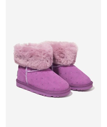 Monnalisa Girls Suede Diamante Boots in Purple rembourrage situé sous