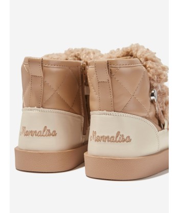 Monnalisa Girls Plush Boots in Beige Les magasins à Paris