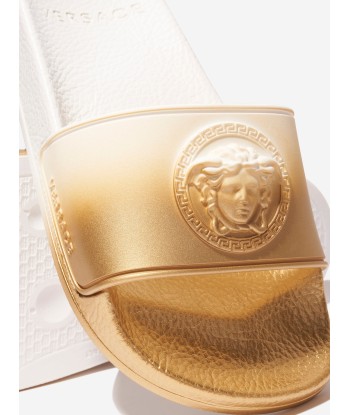 Versace Kids Medusa Logo Sliders in White prix