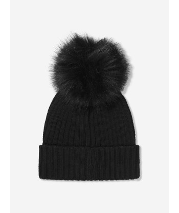 Monnalisa Girls Diamante Pom Pom Hat in Black acheter en ligne