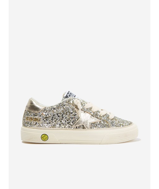 Golden Goose Girls Glitter And Leather May Trainers in Silver Livraison rapide