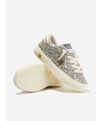 Golden Goose Girls Glitter And Leather May Trainers in Silver Livraison rapide