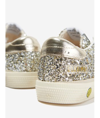 Golden Goose Girls Glitter And Leather May Trainers in Silver Livraison rapide