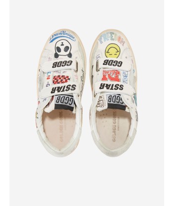 Golden Goose Kids Leather Old School Graffiti Trainers in White soldes