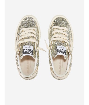 Golden Goose Girls Glitter And Leather May Trainers in Silver Livraison rapide