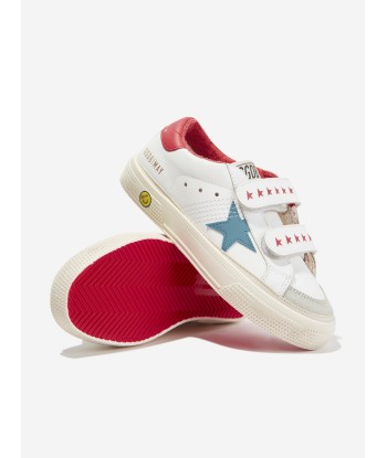 Golden Goose Kids Leather May School Trainers in White d'Europe débarque