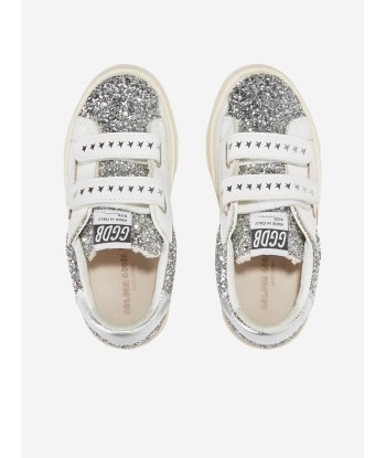 Golden Goose Girls Glitter And Leather May School Trainers in Silver Découvrez la collection