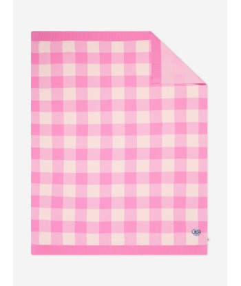 The Bonnie Mob Baby Girls Check Jacquard Knit Blanket in Pink livraison et retour toujours gratuits