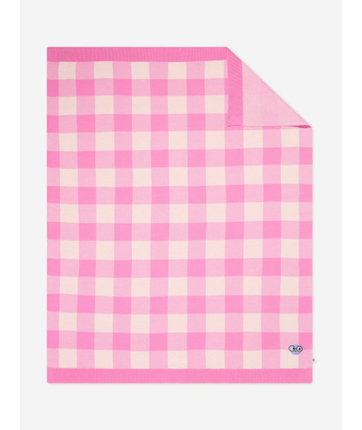 The Bonnie Mob Baby Girls Check Jacquard Knit Blanket in Pink livraison et retour toujours gratuits