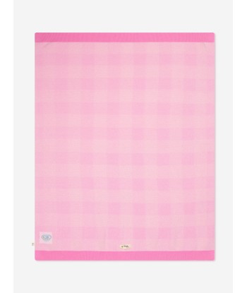 The Bonnie Mob Baby Girls Check Jacquard Knit Blanket in Pink livraison et retour toujours gratuits