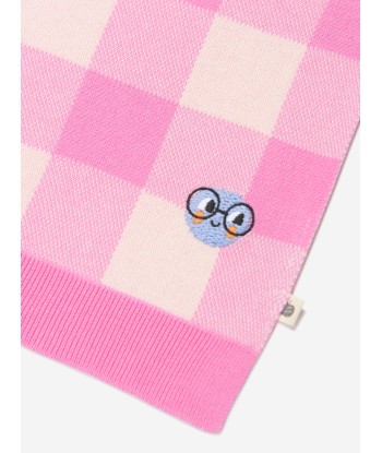 The Bonnie Mob Baby Girls Check Jacquard Knit Blanket in Pink livraison et retour toujours gratuits