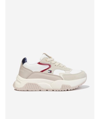 Tommy Hilfiger Girls Low Cut Lace-Up Trainers in Beige les ligaments